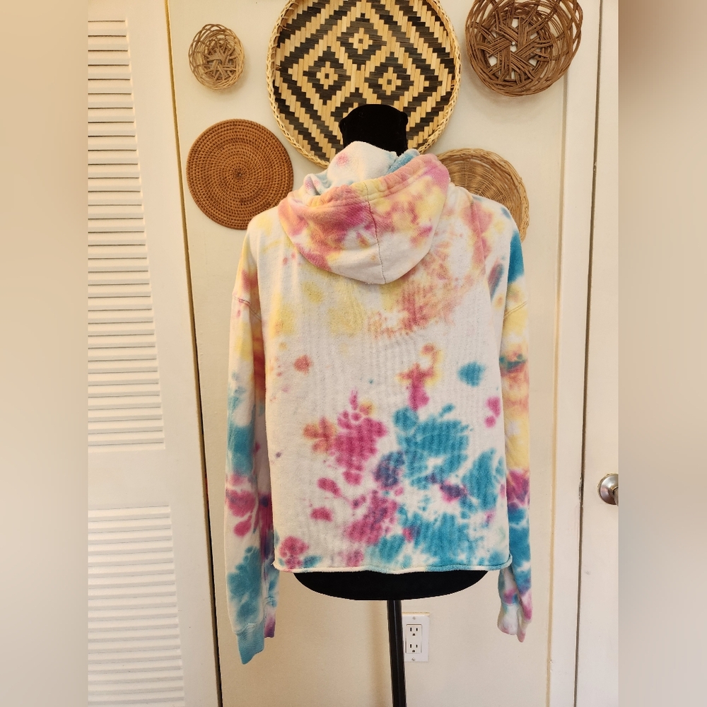 MTV Tie-Dye Hoodie Sweater in Yellow, Pink, Blue - Picture 5 of 13